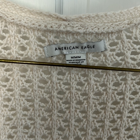 American Eagle Stitched Button Front Cardigan Cream - Picture 4 of 6